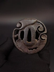 Patrón de hoja de loto Sowrd japonesa Tsuba para Wakzaishi, antiguo período Edo, A158 - Imagen 1 de 10