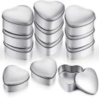 12 Pieces Heart Tins with Lids 4 Oz Empty Heart Shaped Silver Metal Tins