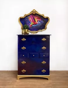 Stag 7 Drawer Chest, Stag Blue Vintage Tallboy - Picture 1 of 12
