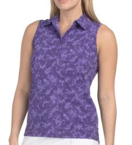 NWT G/FORE Purple Camo Silky Tech Sleeveless Polo Golf Shirt - L & XL $110 - Picture 1 of 2