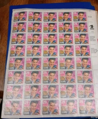 Elvis Presley Stamps USPS Rock & Roll 1992 Full Sheet of 40 - 29 Cent MINT - Image 1 of 2