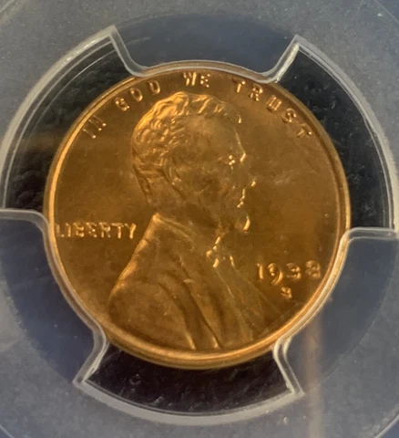 1938 S MS 64 RD PCGS Red Lincoln Wheat Cent We Combine Shipping Cover