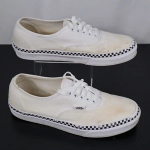 Vans Authentic Checkerboard Trim True White Shoes Men’s 7 Women’s 8.5 - Picture 1 of 7