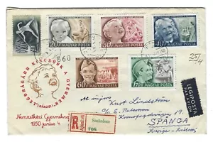 Hungary 1950 Registered FDC Cover to Sweden, Children's Day - Picture 1 of 1