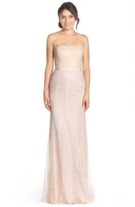 NUEVO SIN ETIQUETAS Vestido de Encaje y Tul Monique Lhuillier Rubor Talla 6 - Imagen 1 de 1