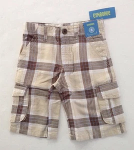 NWT Gymboree The Islands Size 6 Tan & Brown Plaid Linen Blend Cargo Shorts - Picture 1 of 1