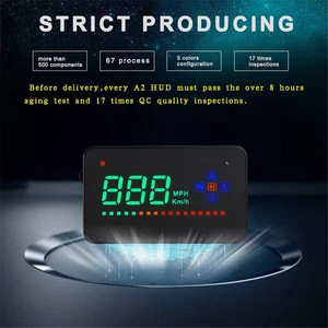 Windscreen Car Head Up Display 3.5" HUD A2 OBD II ODB2 MPH KMH Speed Warning - Picture 1 of 11