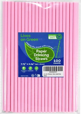Pajitas de papel desechables rosa macizo 7,75 pulgadas 100 cuentas - para fiesta, compañía Foto 1 de 4