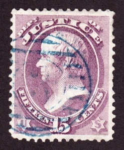 US O31 15c Justice Department VF w/ 3 in 9 Barred Circle Fancy Cancel SCV $210 - Picture 1 of 1