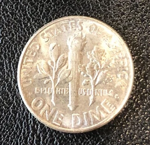 1954 Roosevelt Dime RARE CUD Silver on Reverse MINT ERROR 10C Coin UNC - Picture 1 of 2