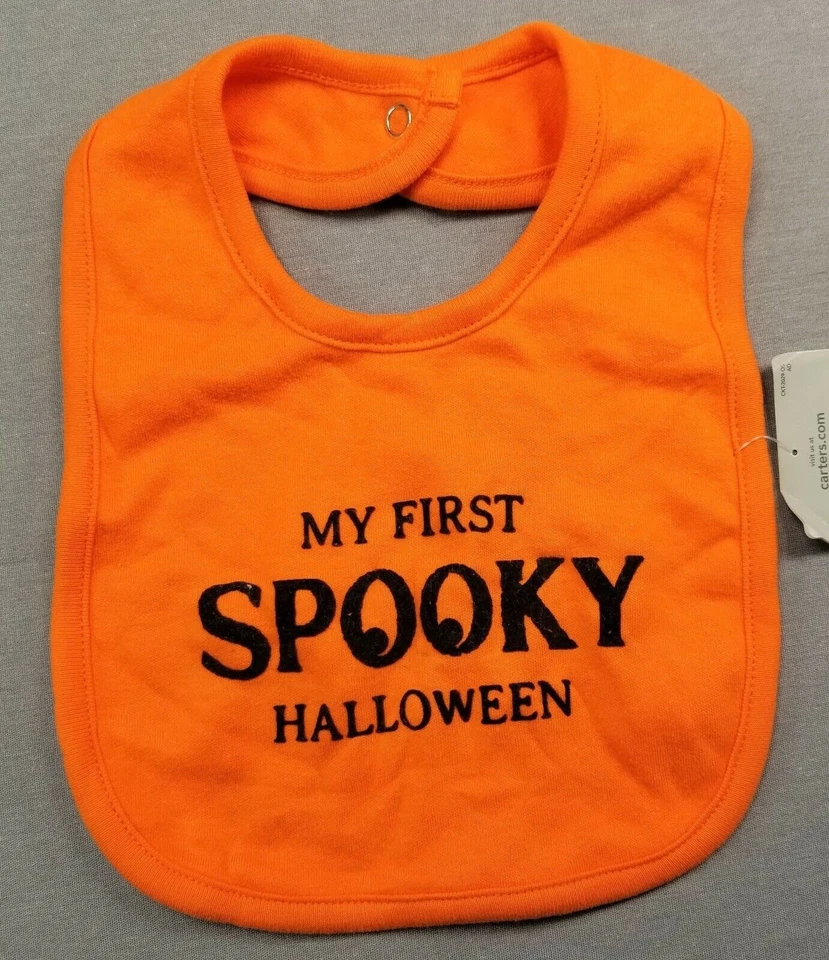 Bebé Niño Nuevo Babero Carter's Naranja Mi Primer Espeluznante Halloween Foto 1 de 2