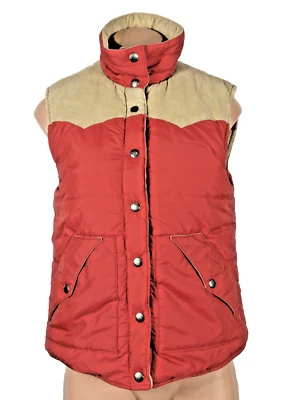 ROXY Vintage 90s y2k Corduroy Red Brown Reversible Vest Jacket Coat Bomber Sz L - Image 1 of 4