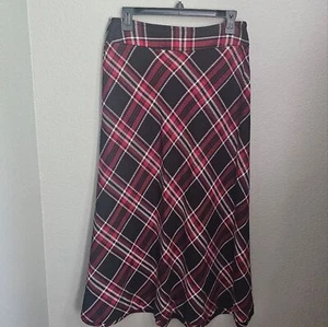 Falda midi acampanada a cuadros roja este 5ª talla 8 - Imagen 1 de 6