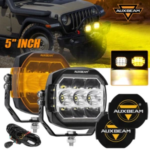 AUXBEAM 2X 5" LED Work Light Pods Side Shooter White Amber DRL Offroad Driving - Picture 1 of 12
