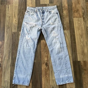 Levi's 501 Jeans Vintage 501-0115 Blue actual fit W33 L28 USA Distressed*Read - Picture 1 of 16