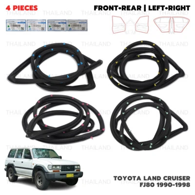 For Toyota Land Cruiser FJ80 1990 - '98 Set Front Rear Door Seal Weatherstrip Foto 1 de 4