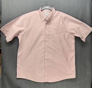 LL Bean 18 Reg 0XM05 Wrinkle Resistant Light Red Oxford Cloth Short Sleeve Shirt - Picture 1 of 6