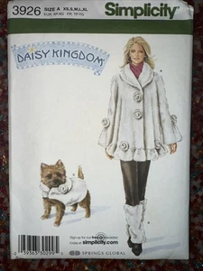 Simplicity 3926 Daisy Kingdom manca cappotto e cappotto cane modello non tagliato 3 taglie - Foto 1 di 2