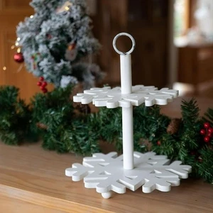 Genmous 2-Tier Snowflake Serving Tray Christmas Dessert Stand Cupcake Holder - Picture 1 of 1