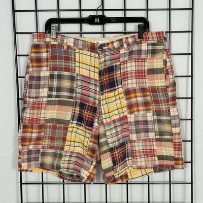 Pantalones Cortos J.Crew Vintage Madrás Para Hombres 35 Rojo Multi Cuadros Preppy Informales 8" Entrepierna Y2K Foto 1 de 4