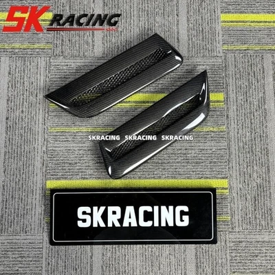 Pair Carbon Bonnet Scoop Vent Hood Air Vents Fits Mitsubishi Evolution X EVO 10 - Image 1 of 4
