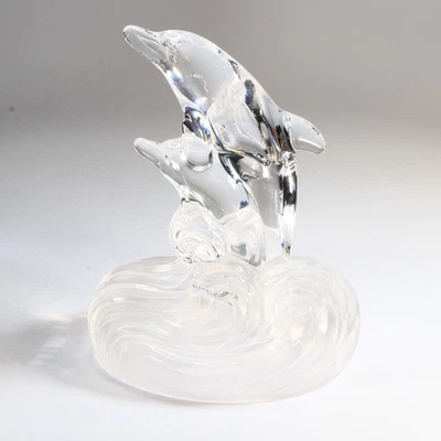 Bleikristall Delfin Ornament von Cristal Darques Frankreich Figur Glasdeko - Bild 1 von 4