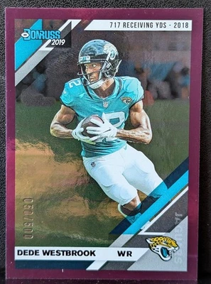 2019 Panini Donruss Dede Westbrook Purple Foil Stat Line #ed 50/500 #123 (jc) - Image 1 of 2