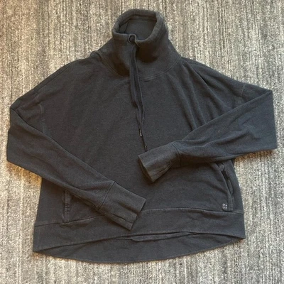 Sudadera polar italiana Sweaty Betty gris armonizar, cuello embudo, talla S Foto 1 de 4