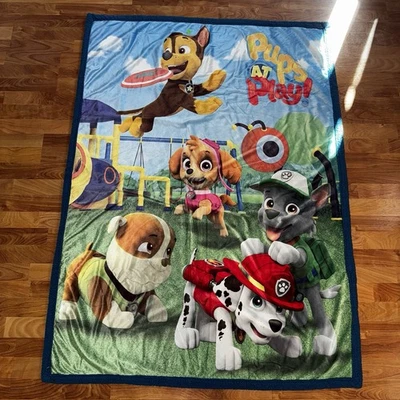 Paw Patrol Throw Blanket.Blue Backing. Heavy Weight."Pups At Play" 43 1/2W X 60L - Image 1 of 4