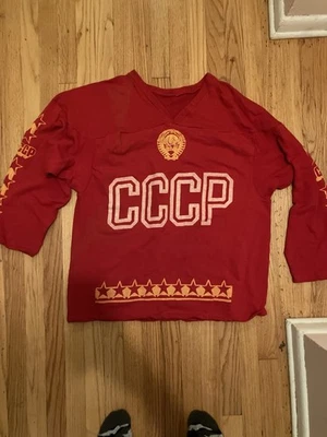 Vintage CCCP Soviet Union Russia Red Hockey Jersey Bykov #27 - Image 1 of 4