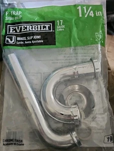 Everbilt P-Trap 1 1/4 Zoll Chrom Messing Slip Joint Spüle Ablauf 17 Stärke Neu - Bild 1 von 2