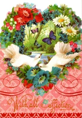 Happy Valentine's Day White Lovebirds Die Cut Blank Note Card By Punch Studio - Image 1 of 3