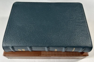 NIV Larger Print Compact Bible Blue Genuine Buffalo Leather Red Letter Unused - Image 1 of 4