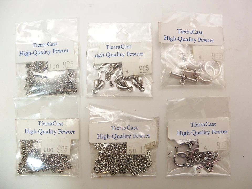 Lot of 6 Packages of TierraCast Pewter Clasps , Heishi Spacers and Beads - Image 1 of 4