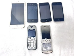 Lot Of 6 Used Phones: iPhone 6 Plus, iPhone 4, 3GS, Nokia 3560, LG CU720 - Picture 1 of 16