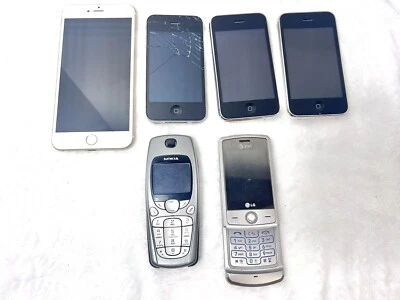 Lot Of 6 Used Phones: iPhone 6 Plus, iPhone 4, 3GS, Nokia 3560, LG CU720 - Изображение 1 из 4