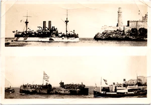 USS Maine Before & After Wreck El Morro Castle Cuba 1912 Antique Naval Photo - Picture 1 of 2