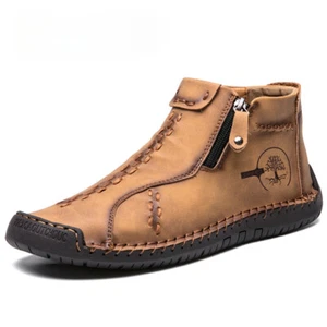 High Quality Men's Casual Shoes Non-slip Zip Snow Boots Outdoor Flat Ankle Boots - Picture 1 of 28