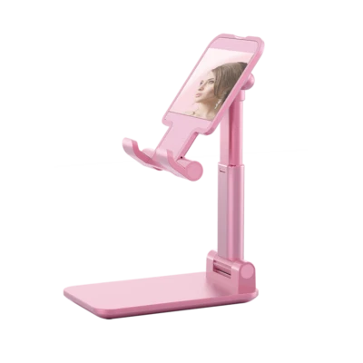 Desktop Cell Phone, Tablet Universal Adjustable Angle Folding Stand - Pink + mir - Image 1 of 4