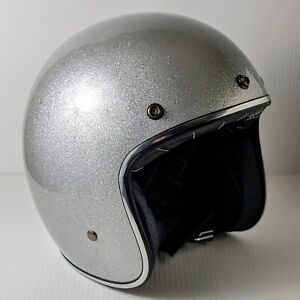 Bell Silver Daytona 500 Super Magnum Style Motorcycle Helmet S Metallic