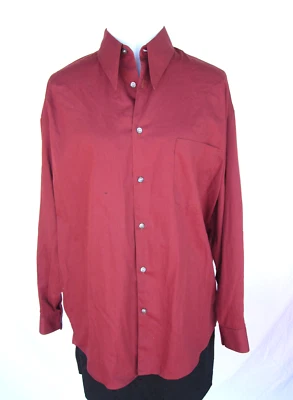Camisa Romeo Gigli roja profunda súper ancha algodón sedoso de colección Italia cuello puntiagudo 60"b Foto 1 de 4