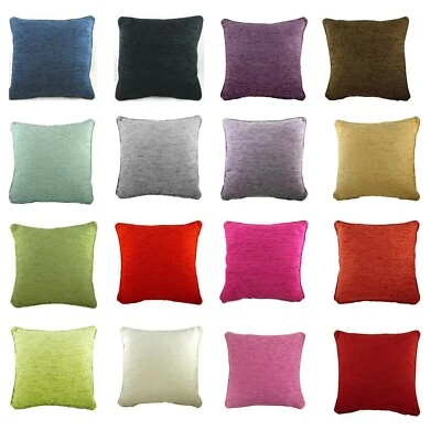  Luxury Plain Thick Chenille 17" Feather Filled Cushion Many Colours UK made - Image 1 of 4