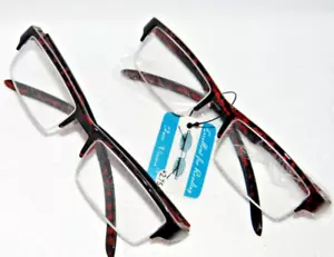 2 Reading Glasses power +2.75 Semi rim style quality brand readers Men Women - Picture 1 of 6