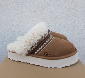 UGG DISQUETTE ATHERSON SUEDE/ SHEEPSKIN PLATFORM SLIPPERS, US 6/ EUR 37 ~NIB - Picture 1 of 6