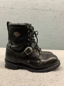 Harley-Davidson Herren Leder Motorradstiefel Schwarz Größe 10 Schnürschnalle - Bild 1 von 16