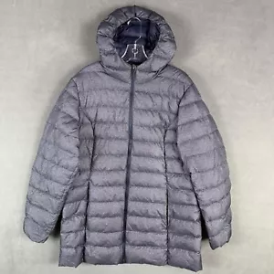 Eddie Bauer Down Puffer Jacket Womens XL Purple Hooded Lightweight - Picture 1 of 12