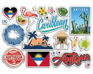 A5 Sticker Sheet Antigua Vinyl Stickers - Caribbean Flag Holiday Travel #79223 - Picture 1 of 3