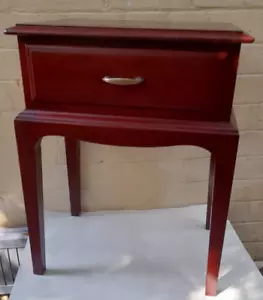 Antique Cedar Side Table Vintage Bedside Tables w Drawer Cabinet Sofa End - Picture 1 of 15