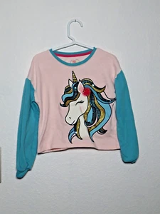(5) Stampa unicorno blu/rosa chiaro manica lunga - Foto 1 di 4