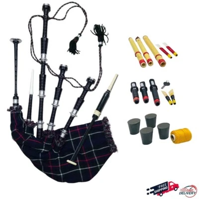 Scozzese Cornamusa Mackenzie Tartan Argento Supporti Palissandro - Immagine 1 di 3